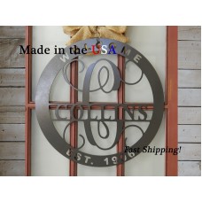20" Welcome Name Sign-Circle Monogram-Front Door Decor-Welcome Sign-DS1049   222229728533